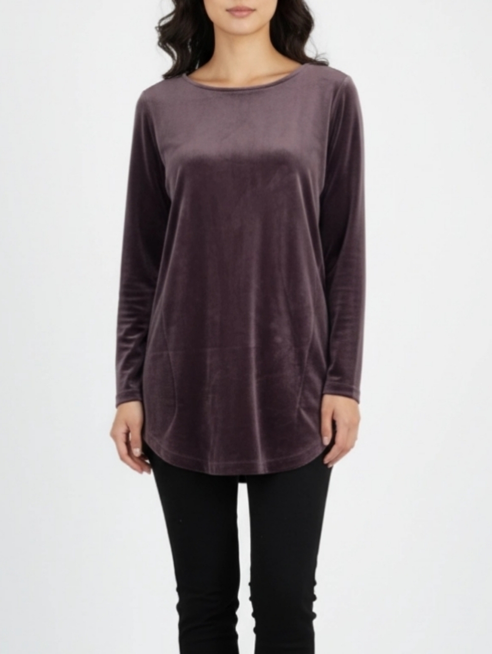 J. Jill Womens Purple Velour Purple Velour Long Sleeve W-pockets Tunic sz M